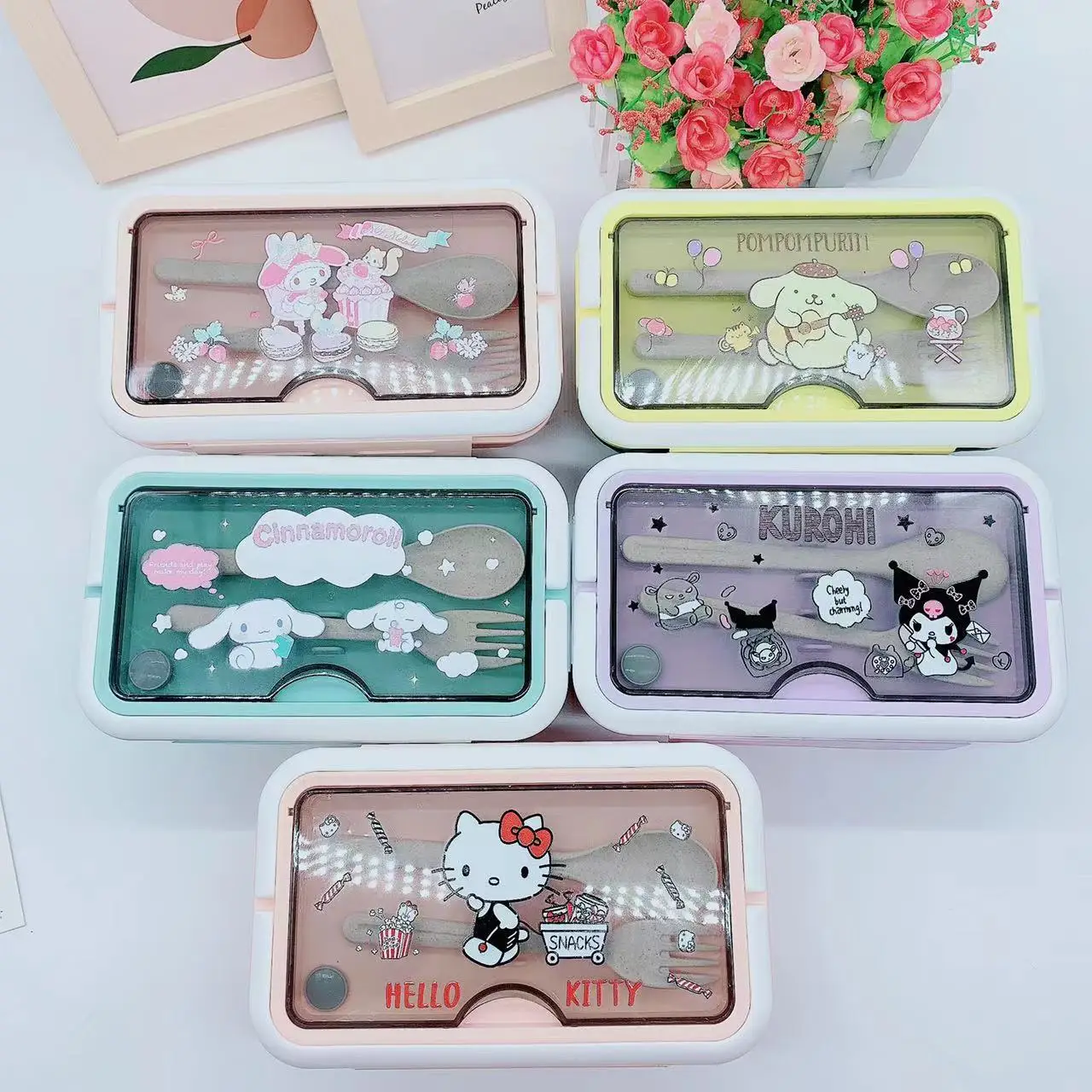 

Cute Sanrio Kuromi Double-Layer Bento Lunch Box with Rice Stainless Steel Insulated Anti-Scald Compartment Cinnamoroll Tableware