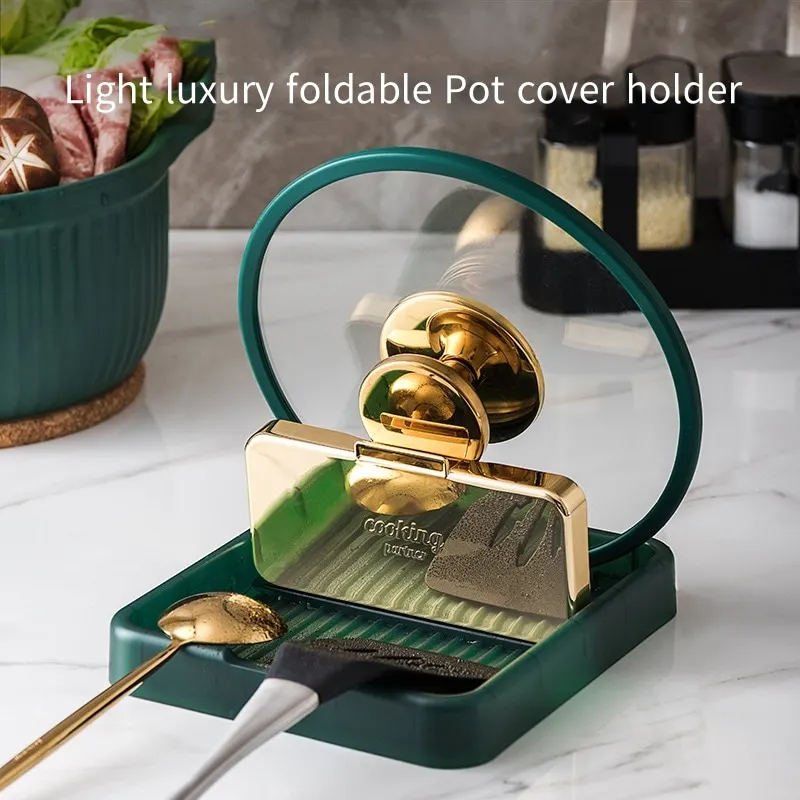 

Light Luxury Foldable Pot Cover Rack Kitchen Countertop Rack Simple And Easy To Clean Pot Shovel Pots Cover Storage Racks