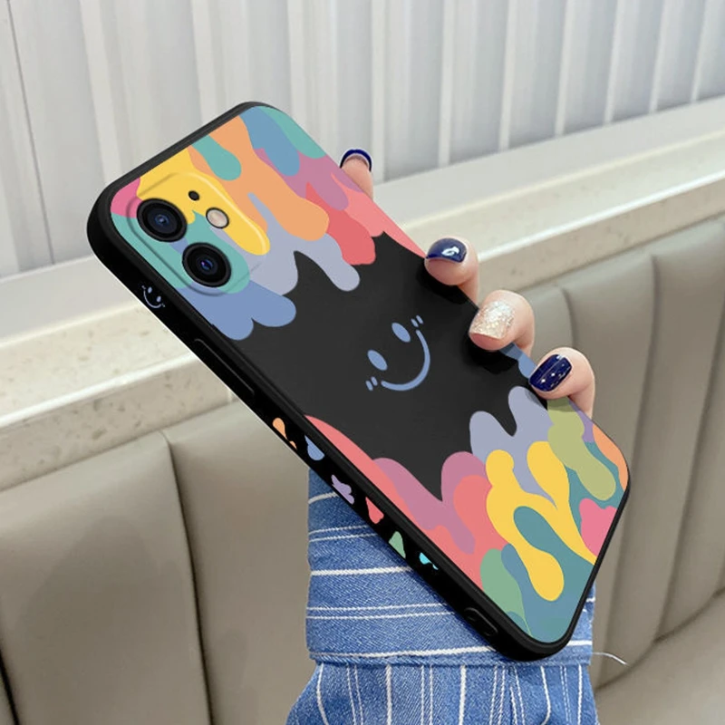 Summer Ice Cream Smile Face Phone Case for iPhone 12 14 13 11 Pro Max X XR XS Max 14 Plus 14 Pro Luxury Cartoon Silicone Cover