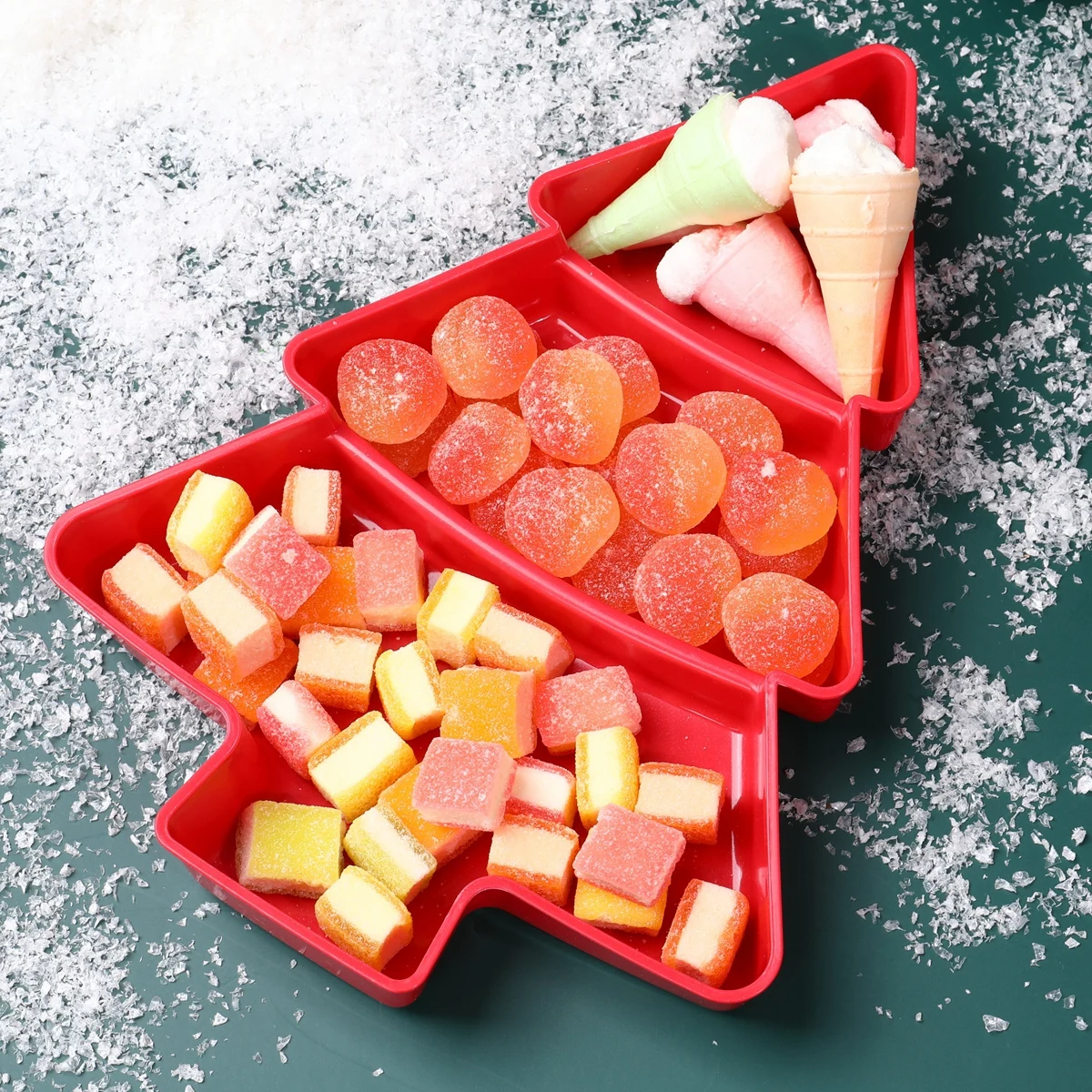 Рождественская Тематическая Пластиковая Тарелка Для Закусок Корзина С Фруктами