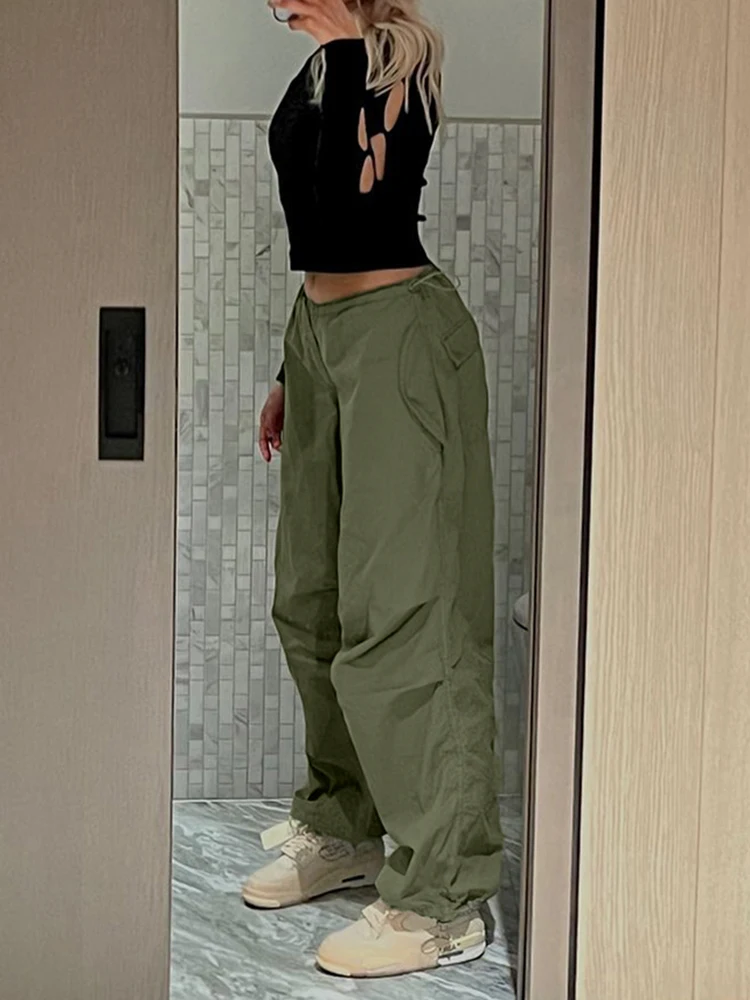 

Streetwear Joggers Cargo Pants Women Casual Baggy Wide Leg Fashion Vintage Chic Solid Drawstring Trousers Y2K Loose Sweatpants