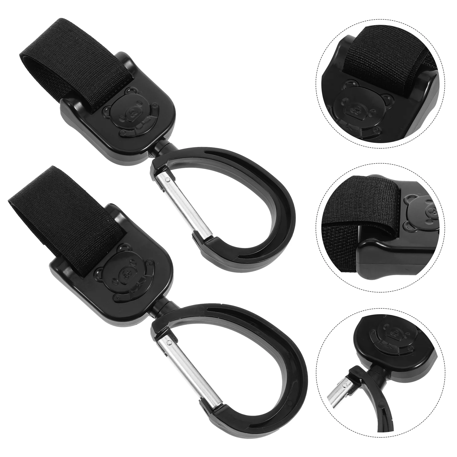 

2 Pcs Stroller Hooks Bags Rotating Hanging Black Clip Shopping Alloy Universal