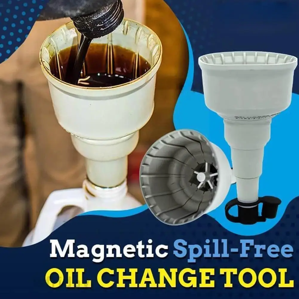 

Spill Free Oil Change Tool Mess Free Oil Filter Funnel Splash Magnetic Funnel Drain Flexible Tool Catch Guard Plug C2d5