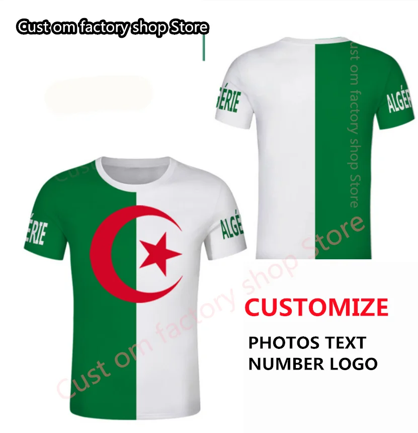 

ALGERIA Men Rugby Festival Tshirt Arabic Algerie Flag Cotton T-shirt top Jersey Children Adult Hip-hop T-shirt