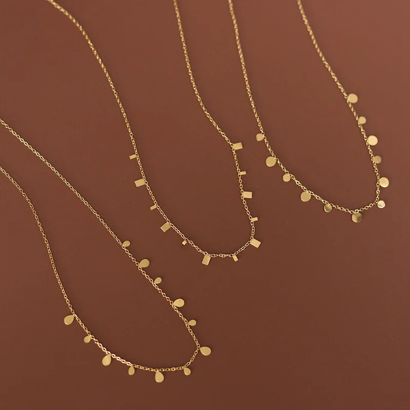 

316L Stainless Steel Geometric Round Square Water Drop Pendant Necklace High Quality 18K Plated Women Collar Necklace Jewelry