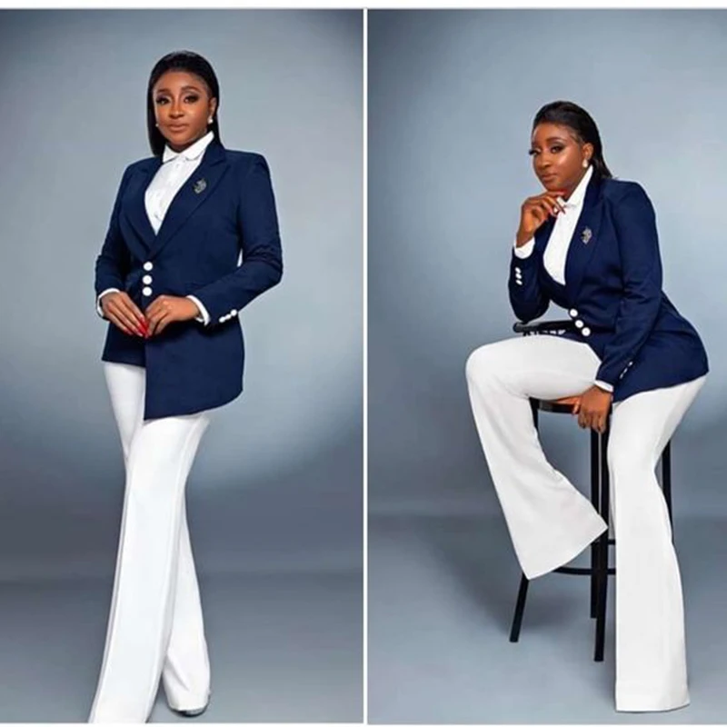 Womens Suit Single Breasted Suit Collar Business Fashion Jacket + Pants Custom Two Piece Set