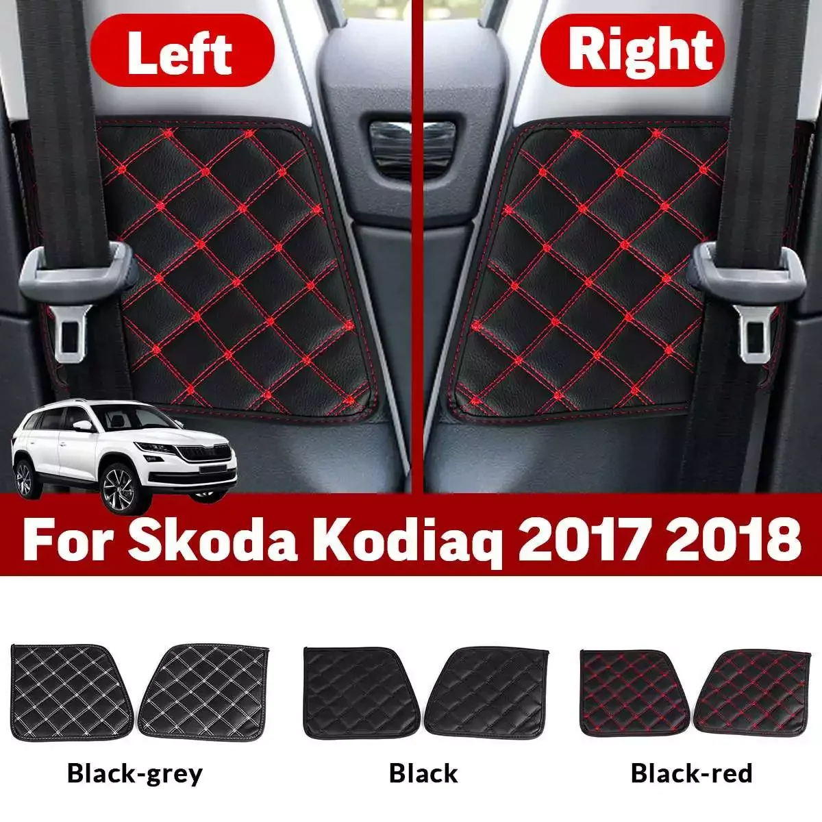 

2X Car Seat Safety Belt Protective Pad Crash Mat Cover Car Styling Auto Interior Accessories For Skoda Kodiaq 2017 2018