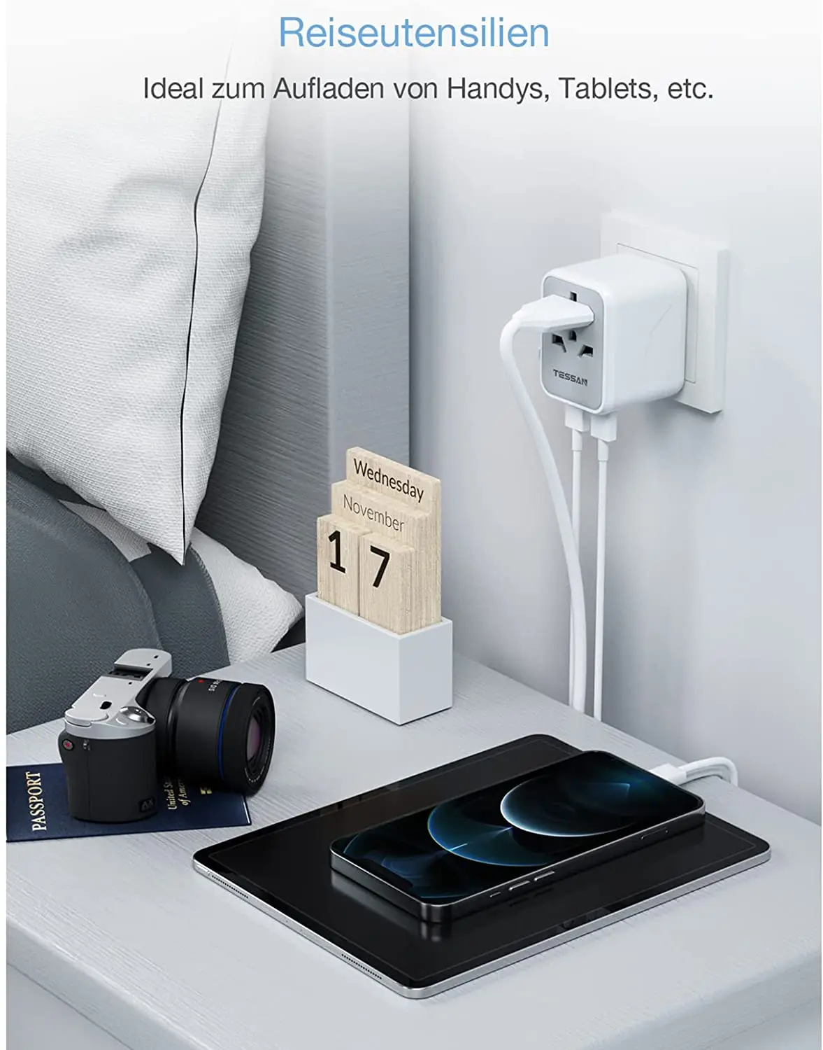 ТESSAN Путешественник Адаптер Международный Универсальный Питание Все-в-одном с 2 USB-портами Всемирное Зарядное Устройство для Великобритании/ЕС/США/Азии