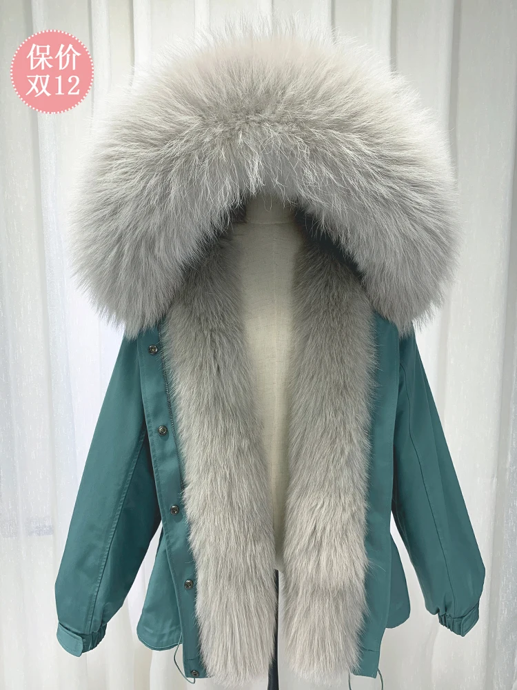 

RosEvans Women Real Fur Coat Fox Fur Hooded Parka New Thick Detachable Rex Rabbit Fur Liner Jacket Luxury Clothes Winter Female