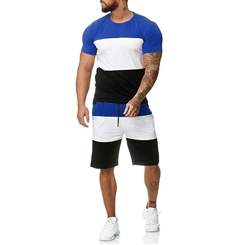 Summer Sport Fitness Homewear Men's Shorts Sleeve T-Shirt + Pant 2 Pieces Sets Daily Clothing Male Suits for Men Tracksuit |