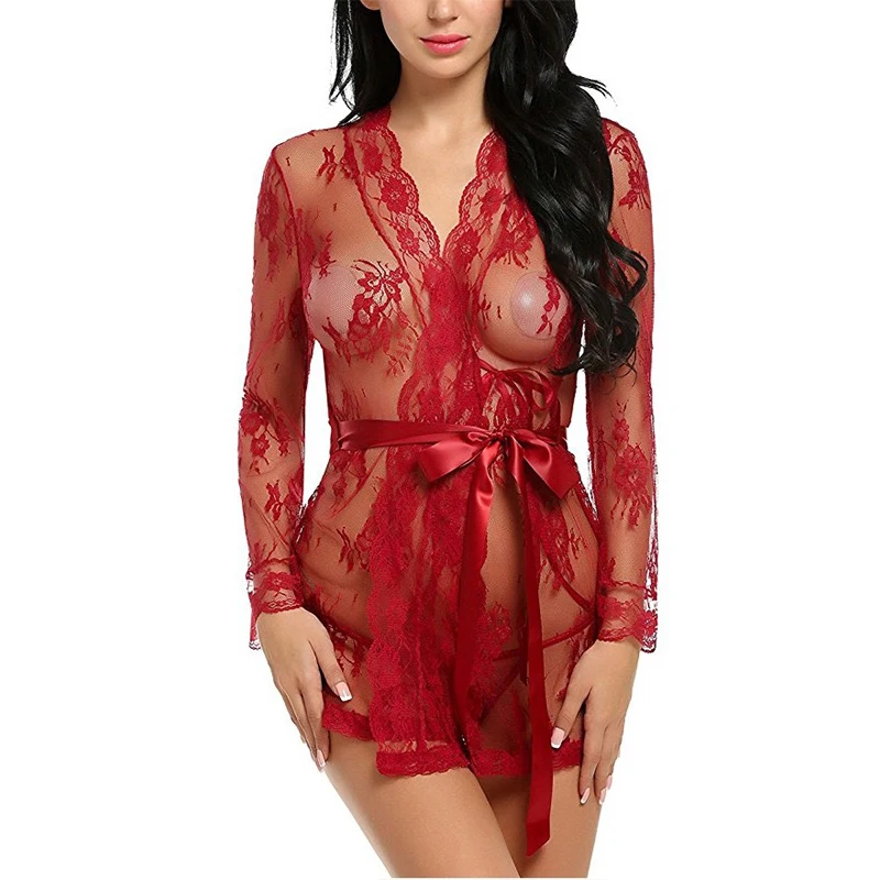 Откровенное женское сексуальное нижнее белье Кружевная комбинация прозрачная