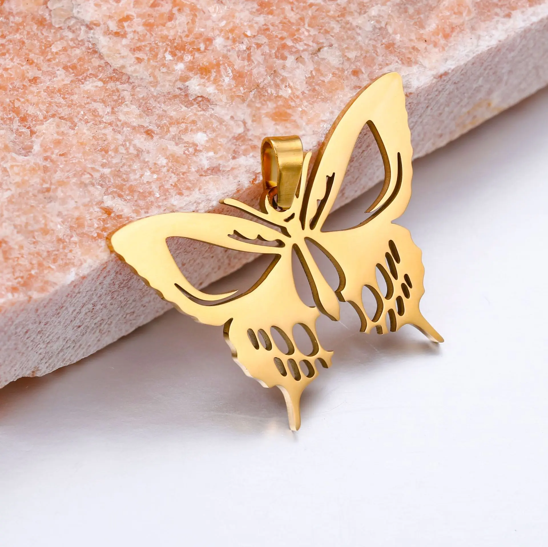 Stainless Steel  New Jesus Lion Butterfly Skull Pendant DIY Gold Hollow Charm Necklace  Bracelet Jewelry Handmade Accessories