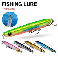 1pc fishing lure 13cm 16g topwater popper hard bait floating pencil lure wobblers crankbait with 4 trebles for snakehead tackle