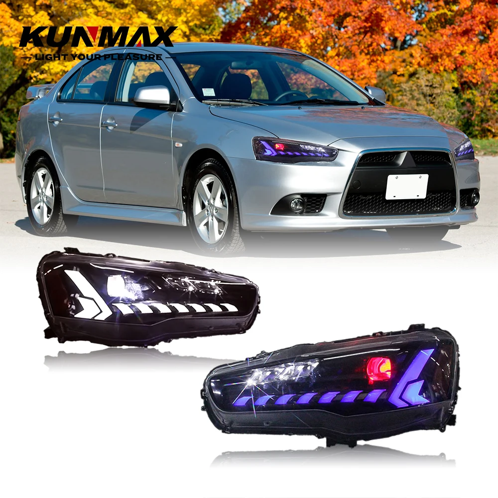 2 шт. светодиодные автомобильные фары в сборе для Mitsubishi Lancer 2008-2018 динамические