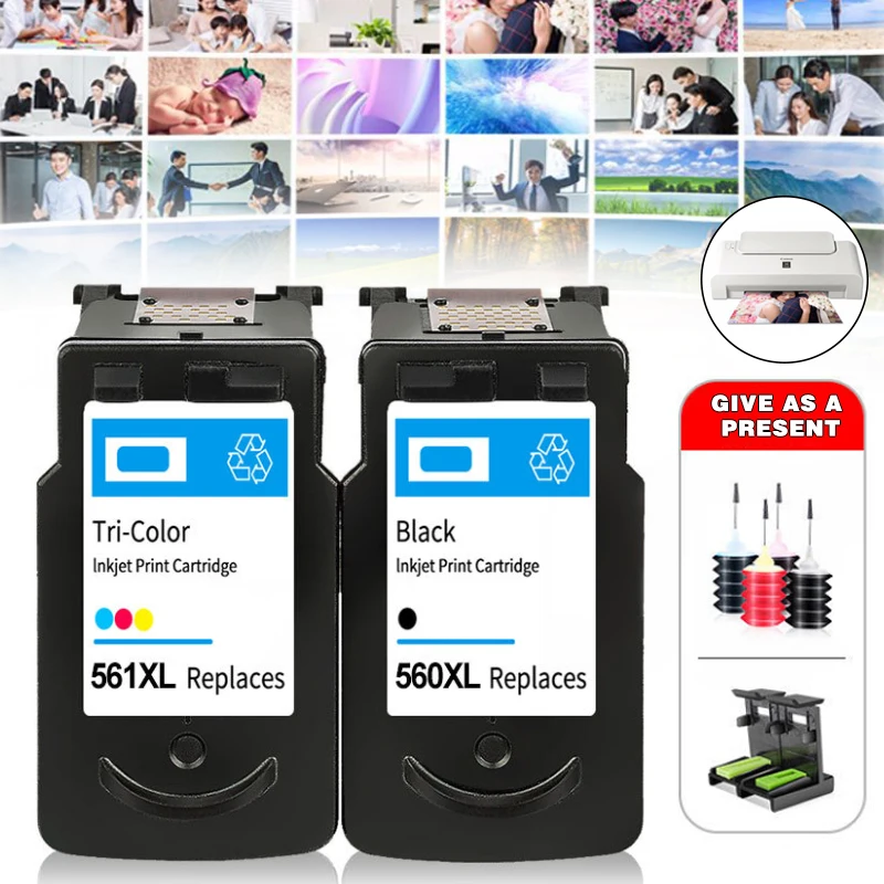 

PG560XL/ CL561XL Ink Cartridge Replace For Canon TS5350 5351 5352 5353 7450 Black Cyan Magenta Yellow Color BK14ml Tri-Color12ml