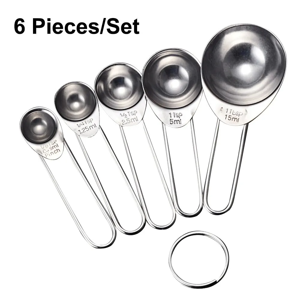 

5pcs/set Stainless Steel Measuring Spoons Non-rusting Powder Scales Stackable Scoops Stainleess Handled Coffee Sugar Tools