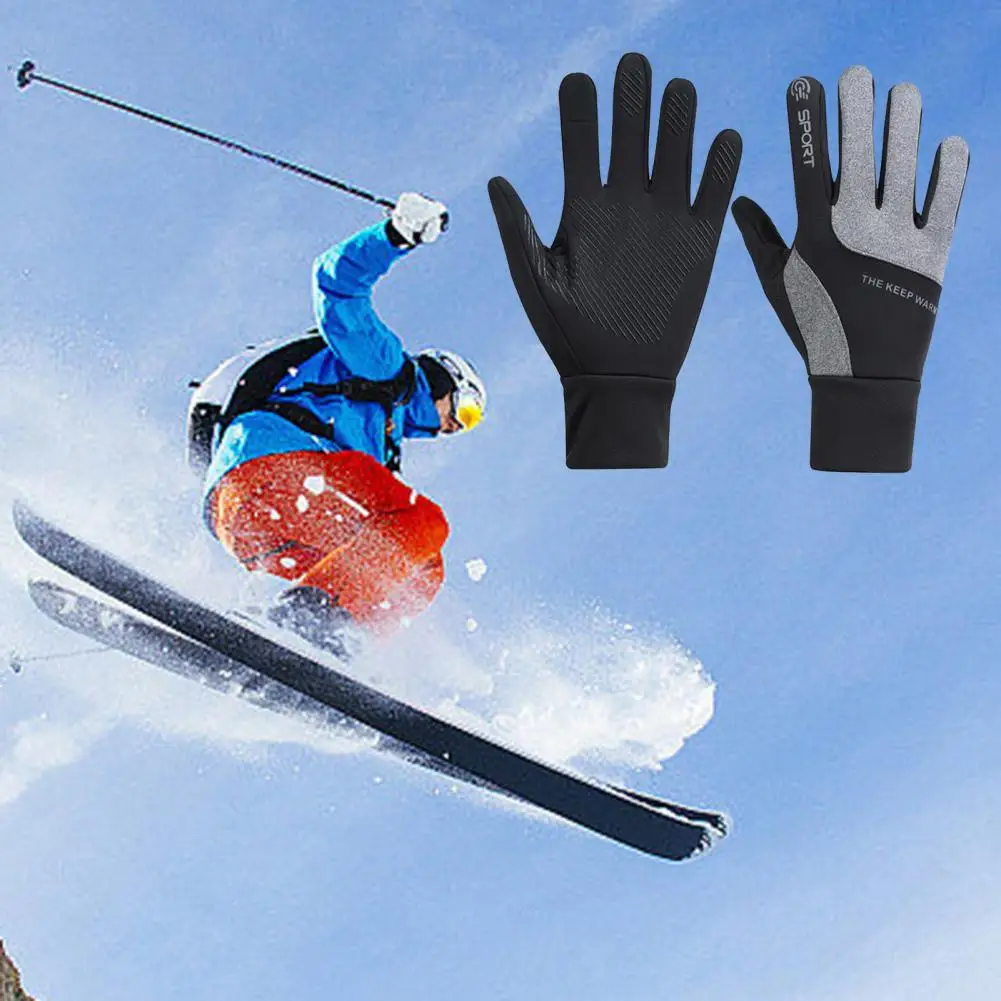

2 Colors 1 Pair Simple Unisex Cycling Skiing Skating Full Finger Gloves Nylon Motorcycle Gloves High Elastic for Outdoor