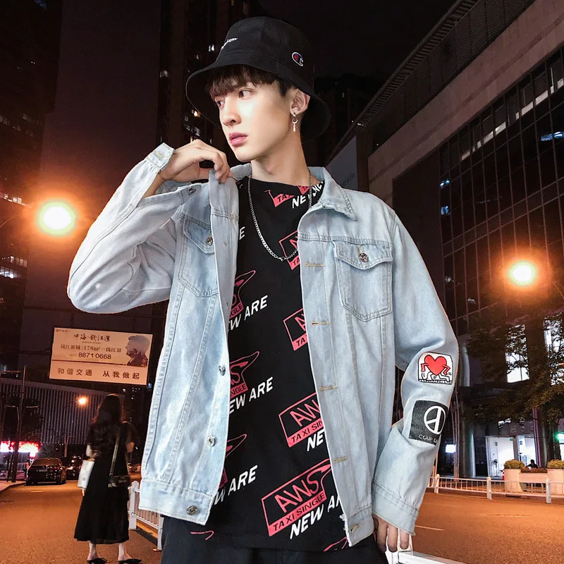 

Wholesale 2022 Autumn Winter Men's Denim Jacket Korean Teenagers Slim Handsome Boys Baseball Wear Plus Velvet Casual Cow Jacket