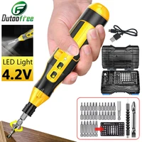 usb cordless screwdriver set rechargeable screwdriver bit kit 5n m torque with led linght forward reverse wireless drill