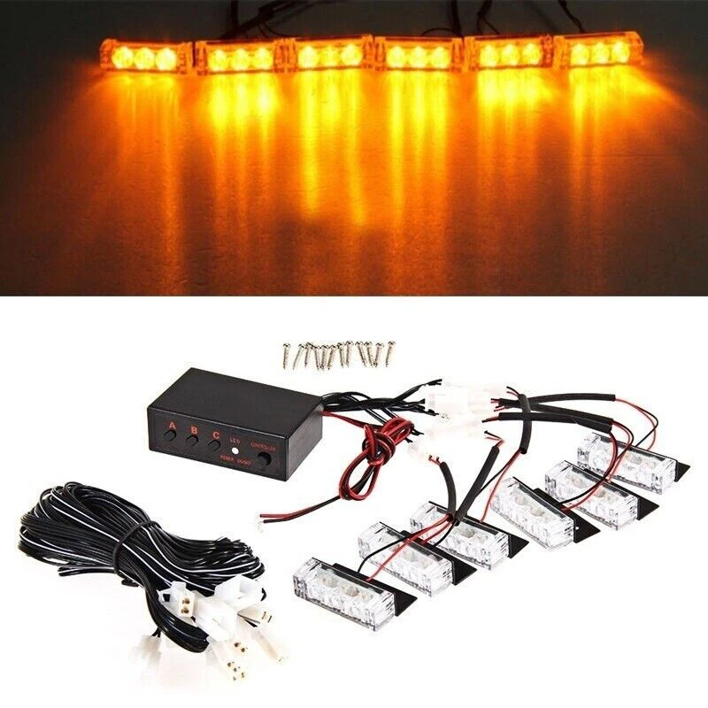 Led Amber Strobe Flashing Light Recovery Truck Breakdown Kit Truck Lorry Flashing Warning Lamp 12V 24V