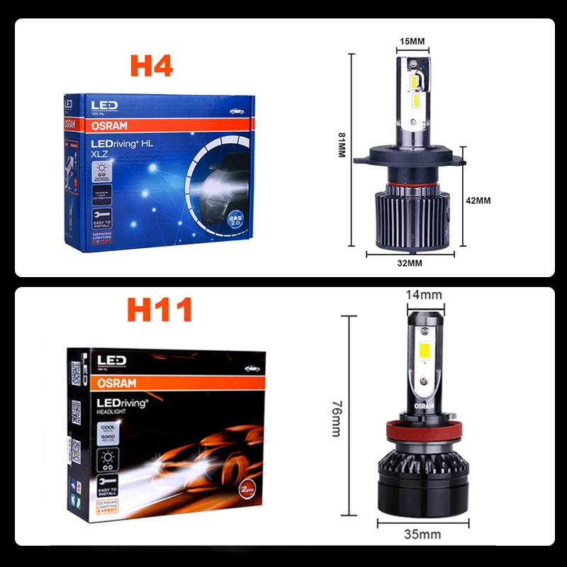 Лампа Ксеноновая OSRAM мини H7 H4 Led 9012 HIR2 высокое Яркость H1 HB2 9003 9005 9006 HB4 HB3 H11 6000K 12V