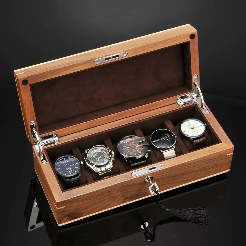 

luxury original Black walnut 5-grid watch box watch organizador watch display box watch storage box MSBH004e