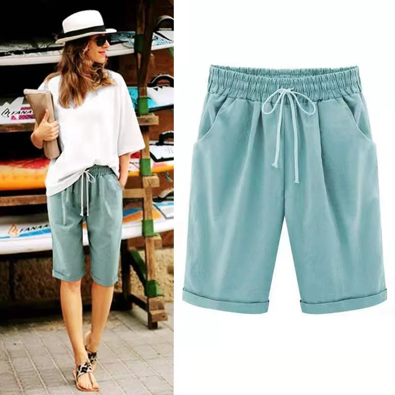 Summer Leisure Women's Five-point Pants Shorts Women Thin Outering Medium Large Size Ladies Mm Loose Female Breathable Wild
