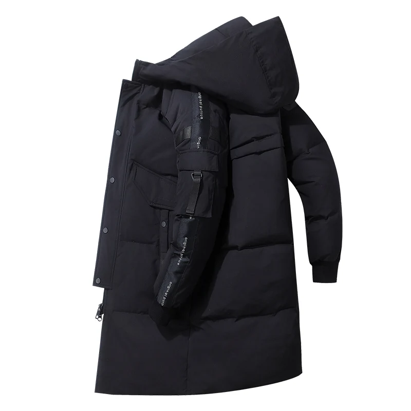 Man Jacket 2023 Winter Plus Long Down Jackets Warm Thick Hood Coats Men Fashion Outwear Outfits Classic Windproof Pockets Parkas