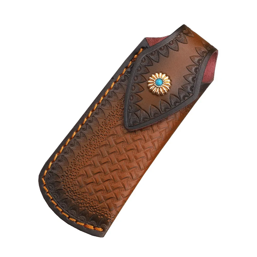 Очень большой чехол для складного ножа из воловьей кожи резной нож кожаный