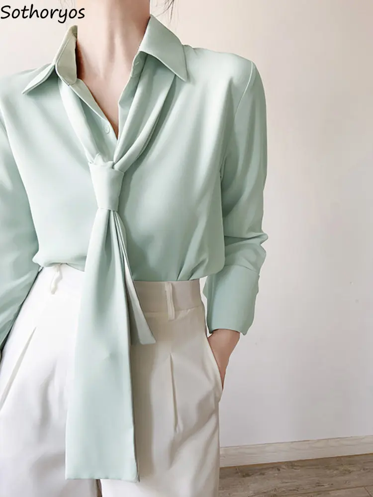 

Shirts Women Minimalist Pure Temperament Design Office All-match Casual Spring Basic Korean Style Fashion Ladies Daily Classic