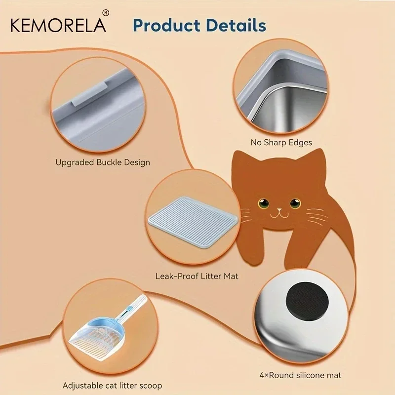 Большой ящик для кошачьего туалета из нержавеющей стали Открытый кошачий туалет