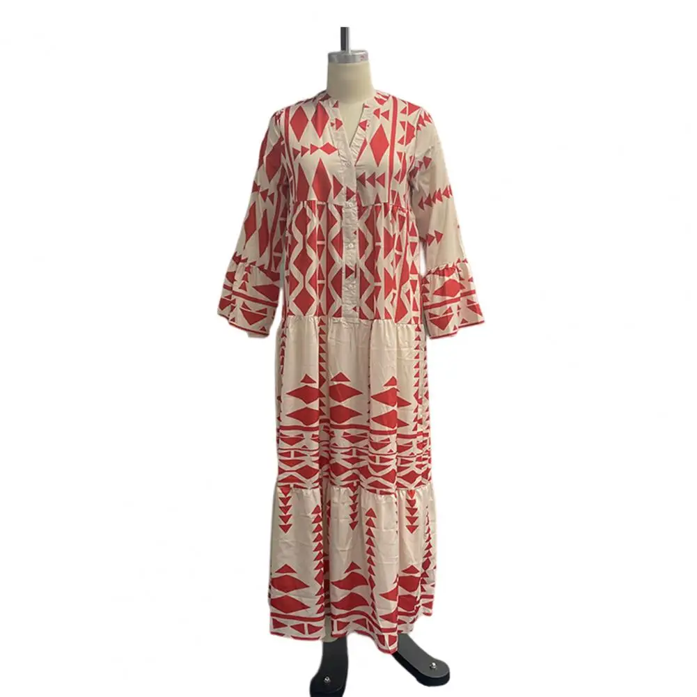 

Очаровательное платье в стиле бохо тонкое женское повседневное Свободное длинное платье на пуговицах с половинчатой планкой, женское платье с защитой от пиллинга, уличная одежда