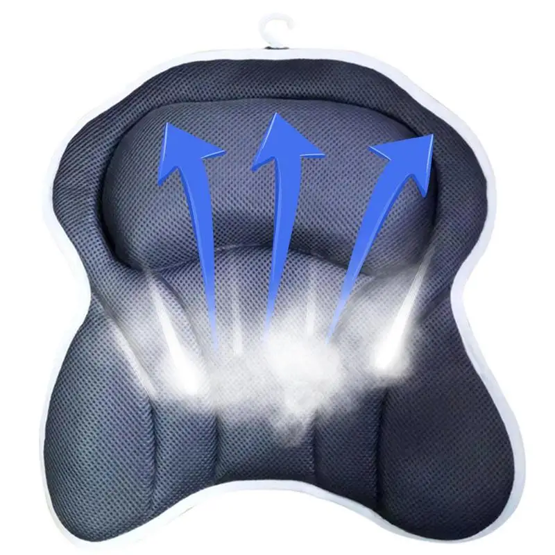 

3D Air Mesh Bathtub Pillow With 6 Strong Suction Cups Neck Back Support Headrest Cushion For Home Spa Tub Bathroom Accessories