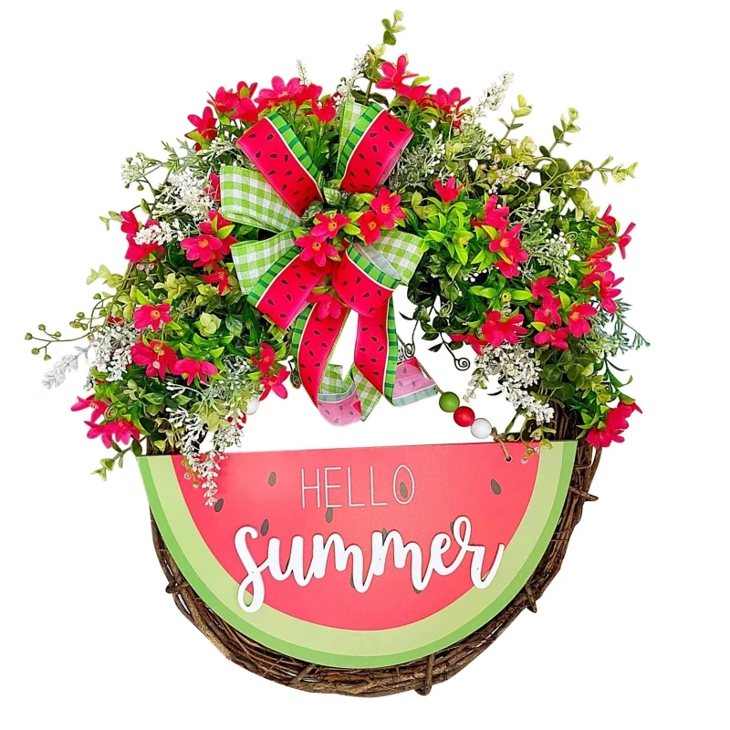 

Watermelon Wreath Hello Summer Artificial Fruit Hanging Garland Ornament Birthday Party Decoration Supplies Photography Props