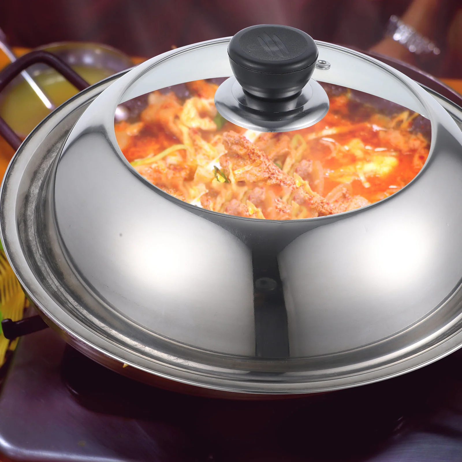 

Visualized Pot Cover Silicone Pot Lids Round Basting Cover Cheese Skillets Pot Lid Stainless Steel Cookware Cover Pan Lids