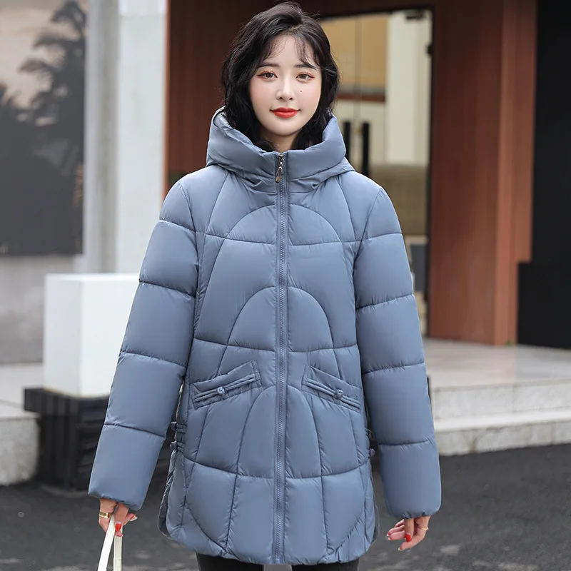 

2022 Winter Women Jacket Hooded Cotton Padded Female Coat New Thicken Warm Outwear Loose Waterproof Parka Femme Snow Wear Coats