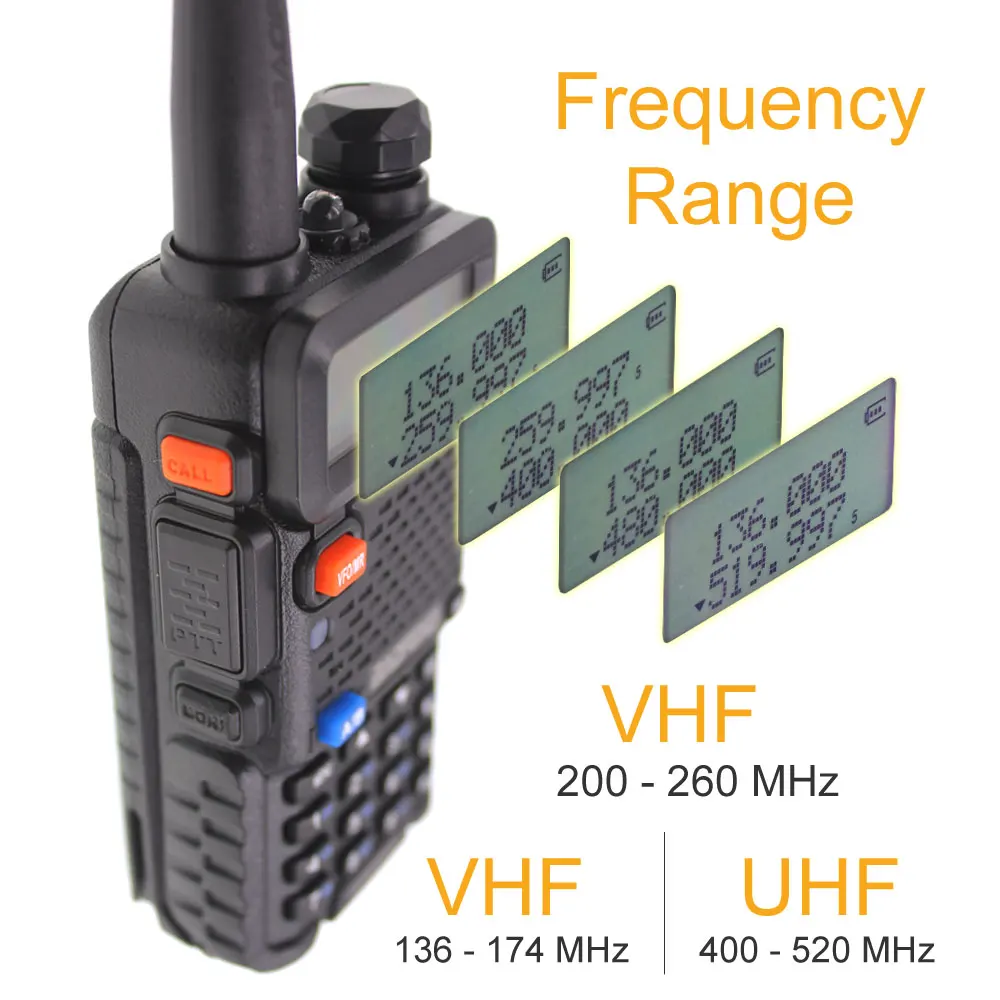Baofeng UV-5R UV-5RX3 BF-R3 Tri-Band handheld Walkie Talkie 136-174MHz 220-260MHz 400-520MHz 3Band UV 1.25M Transceiver Radio
