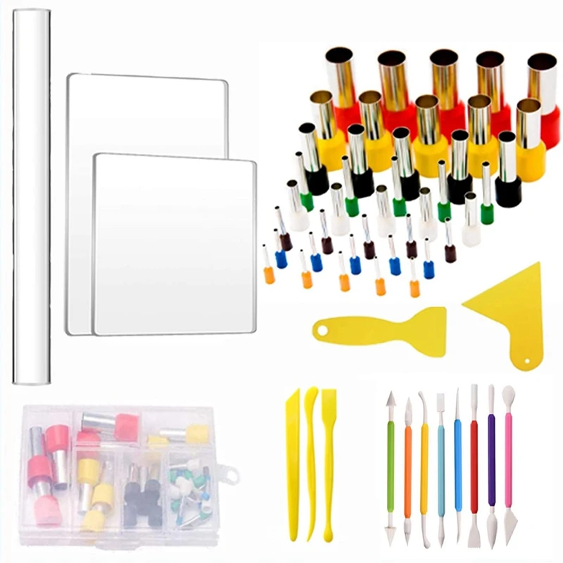 

56PCS Pottery Tool, Polymer Clay Tools Set Acrylic Sculpting Tools for Kids DIY Crafts