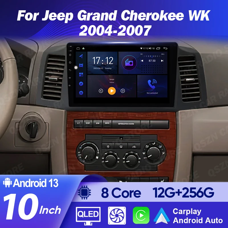 Фото Автомобильное радио Android 15 Carplay для JEEP Grand Cherokee WK 2004 2005 2006 2007 WIFI + 4G DSP Мультимедийный плеер Видео GPS-навигация №1