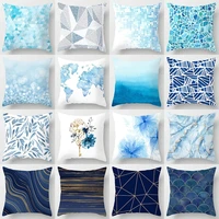blue geometric pattern pillowcase family living room cushion cover bedroom bed pillowcase 4545 marble cushion cover decoration