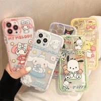 sanrio hello kitty kuromi melody cinnamoroll pochacco luminous phone case for iphone 11 12 13 pro max x xs xr transparent cover