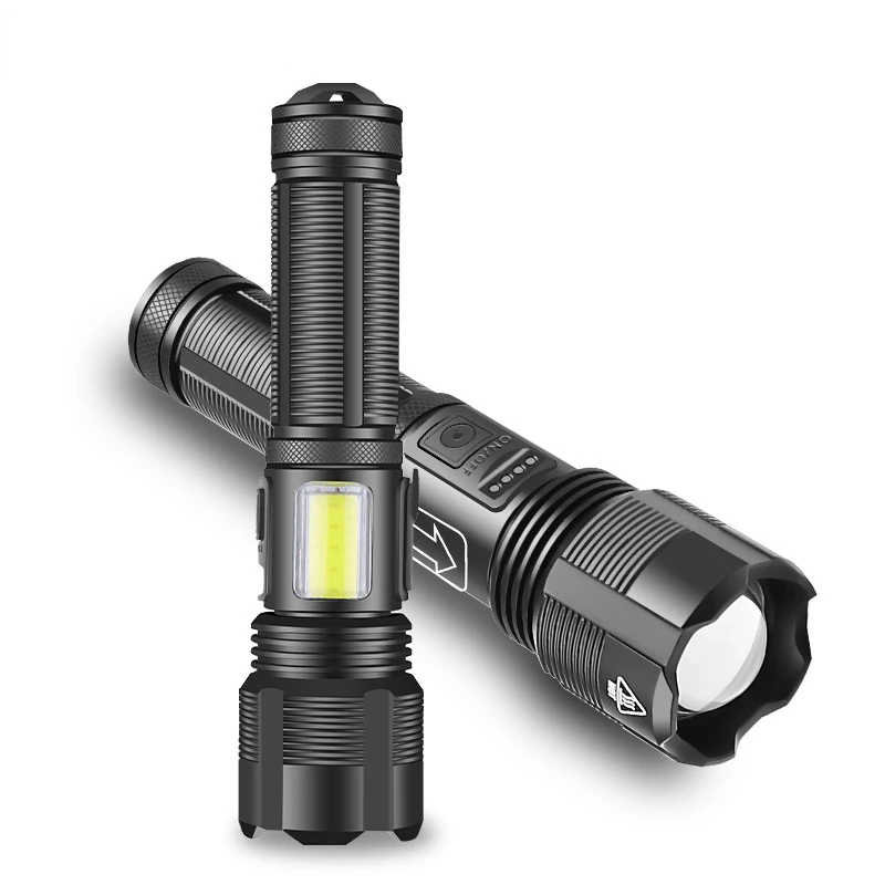 

Rechargeable LED Flashlight Telescopic Zoom Waterproof Lamp 6 Modes Multi-Function for Outdoor Camping Adventure Cycling