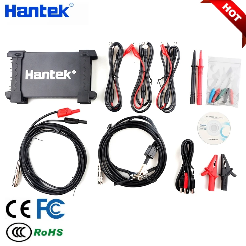 

Hantek 6074BE Digital Storage Oscilloscopes 6074BC 6074BD PC USB Portable Осциллограф 4 Channels 70MHz Bandwidths WIN10