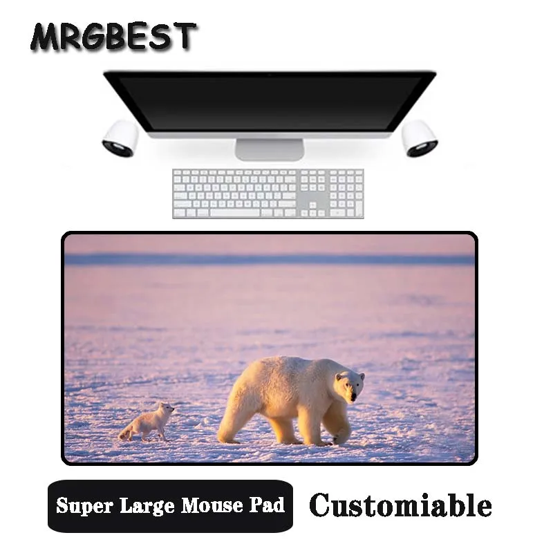 

MRGBEST Big Promotion Large Size Multi-size Locked Mouse Pad White bear in the sunset PC Computer Notebook Desk Mat