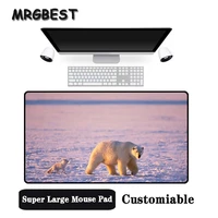 mrgbest big promotion large size multi size locked mouse pad white bear in the sunset pc computer notebook desk mat