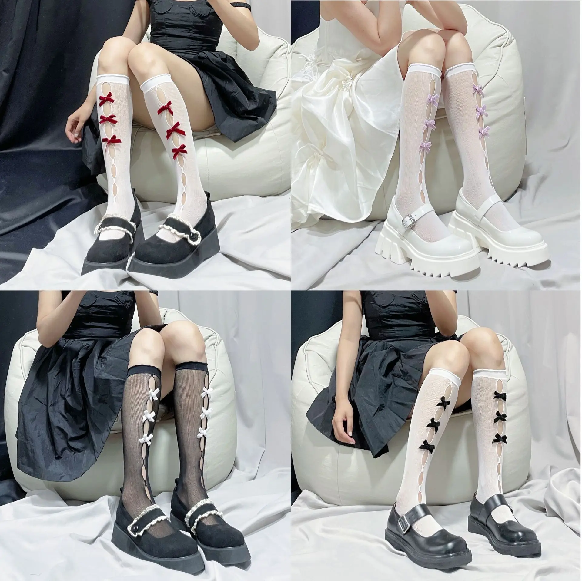 Новые красивые модные разноцветные флокирующие носки для девочек с бантом милые