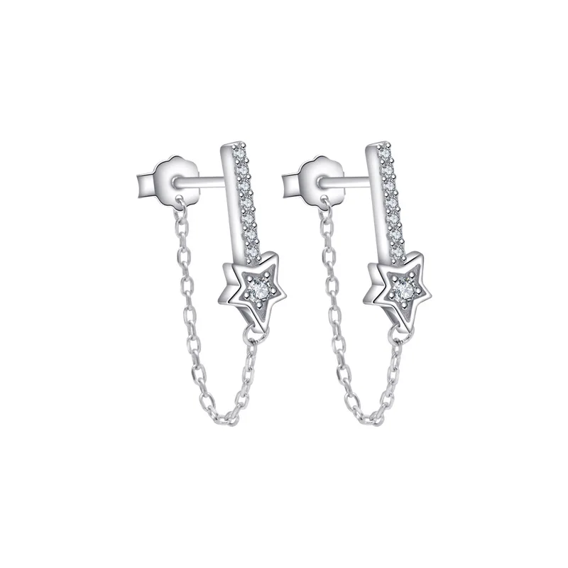 

2023 New European and American S925 Silver Needle Single Row Diamond Tassel Line Earrings Versatile Earline Fashion Earrings
