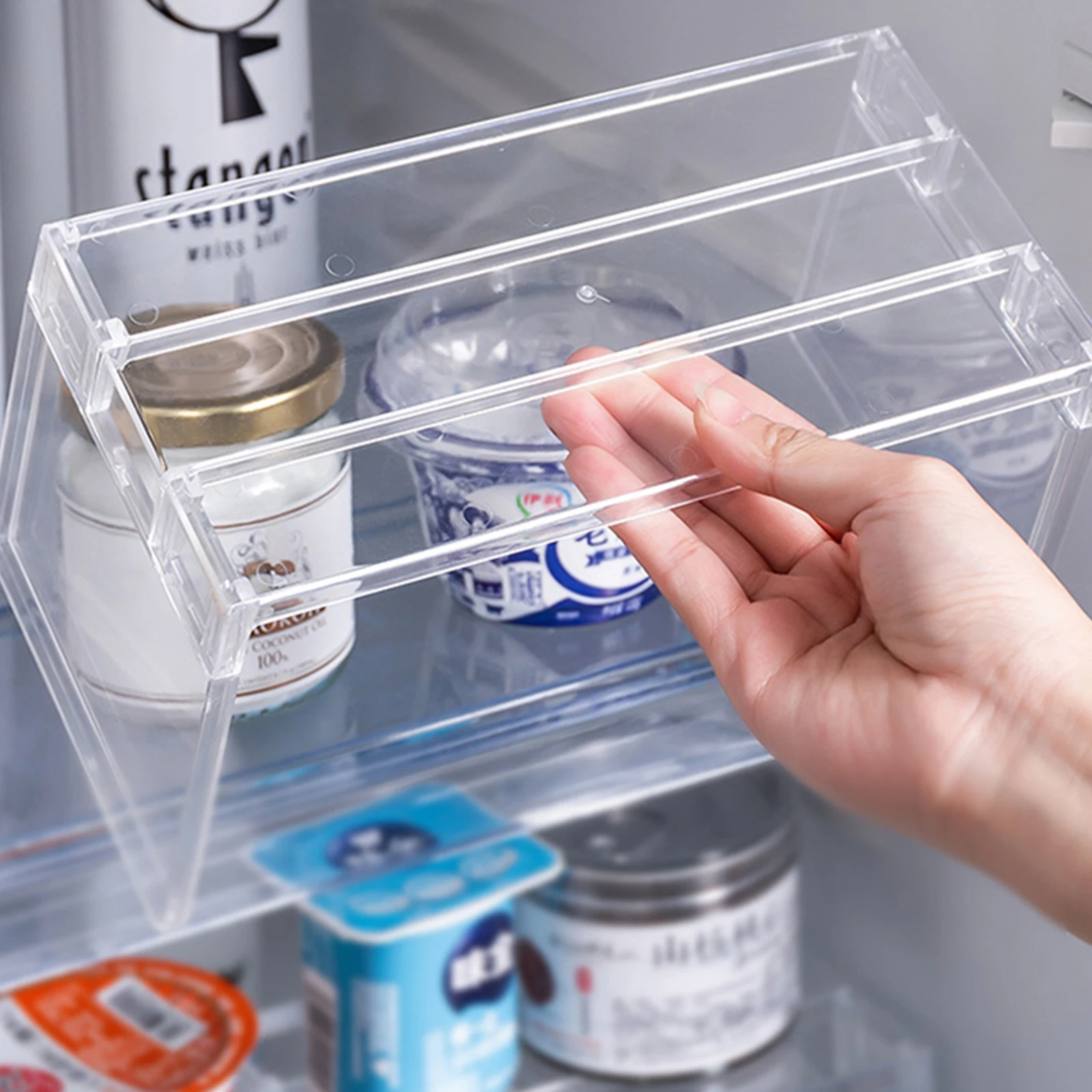 

Refrigerator Organizers Storage Rack Fridge Layered Separator Shelves Transparent Desktop Stand Save Space Kitchen Accessories