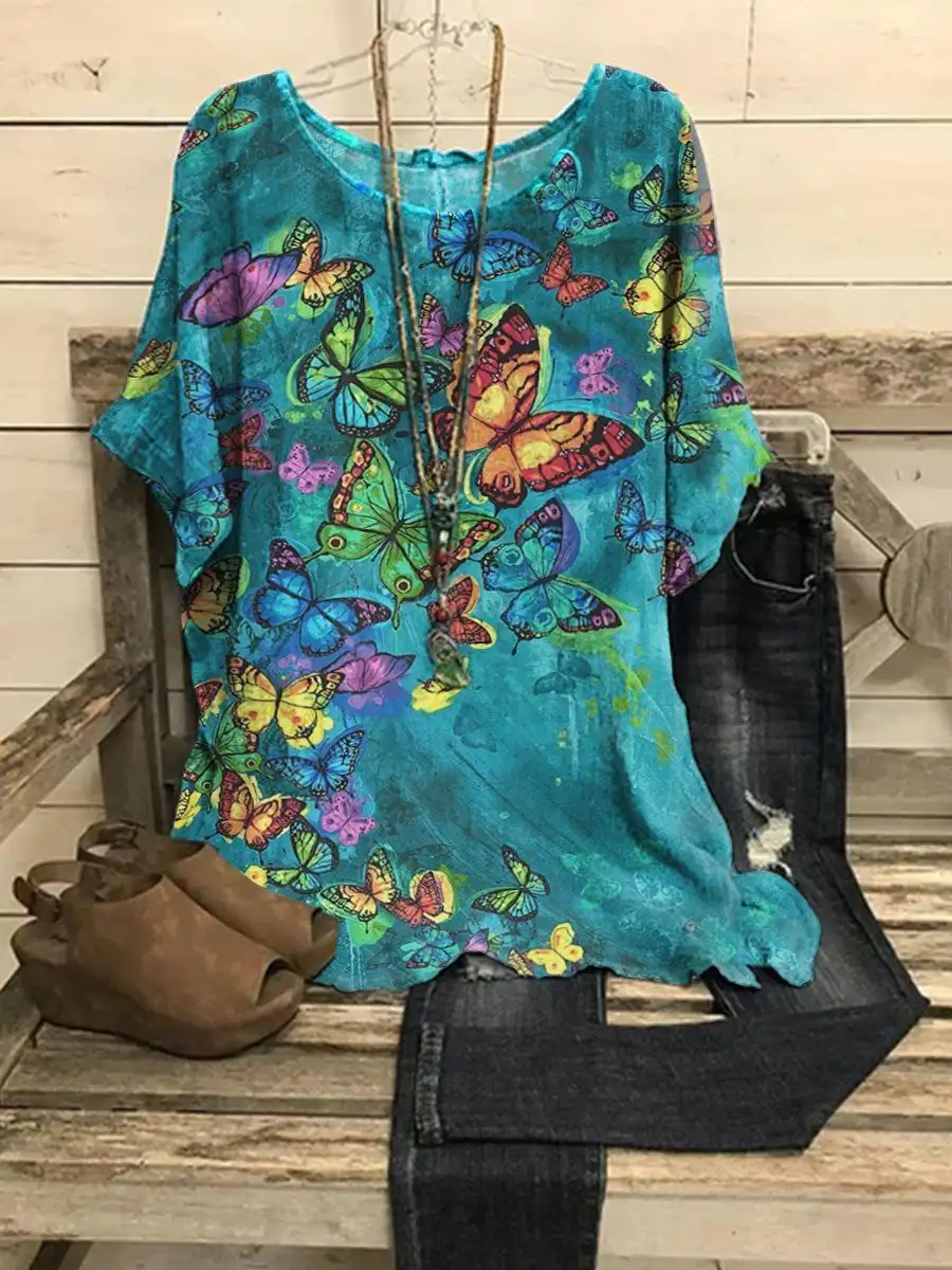 

Женский топ с принтом бабочки