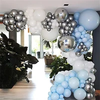 135pcs macaron blue balloon garland arch kit white metal silver balloon for wedding birthday party decoration baby shower globos